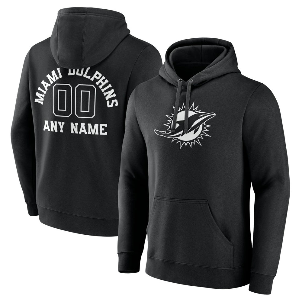 Miami Dolphins Personalized Name & Number Pullover Hoodie - Black Hoodies