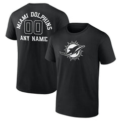 Miami Dolphins Personalized Name & Number Monochrome T-Shirt - Black T-shirts