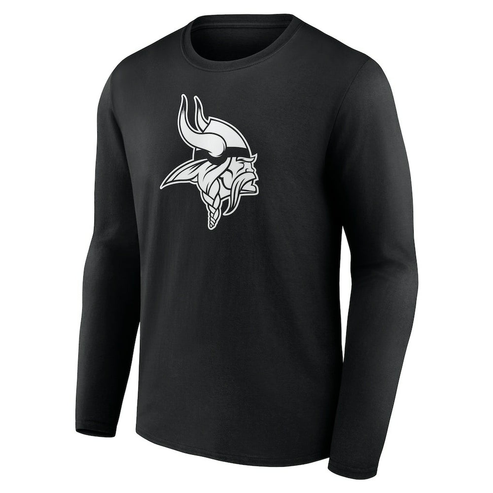 Minnesota Vikings Personalized Name & Number Monochrome Long Sleeve T-Shirt - Black T-shirts