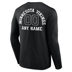 Minnesota Vikings Personalized Name & Number Monochrome Long Sleeve T-Shirt - Black T-shirts