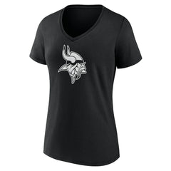 Minnesota Vikings Women's Personalized Name & Number Monochrome V-Neck T-Shirt - Black T-shirts