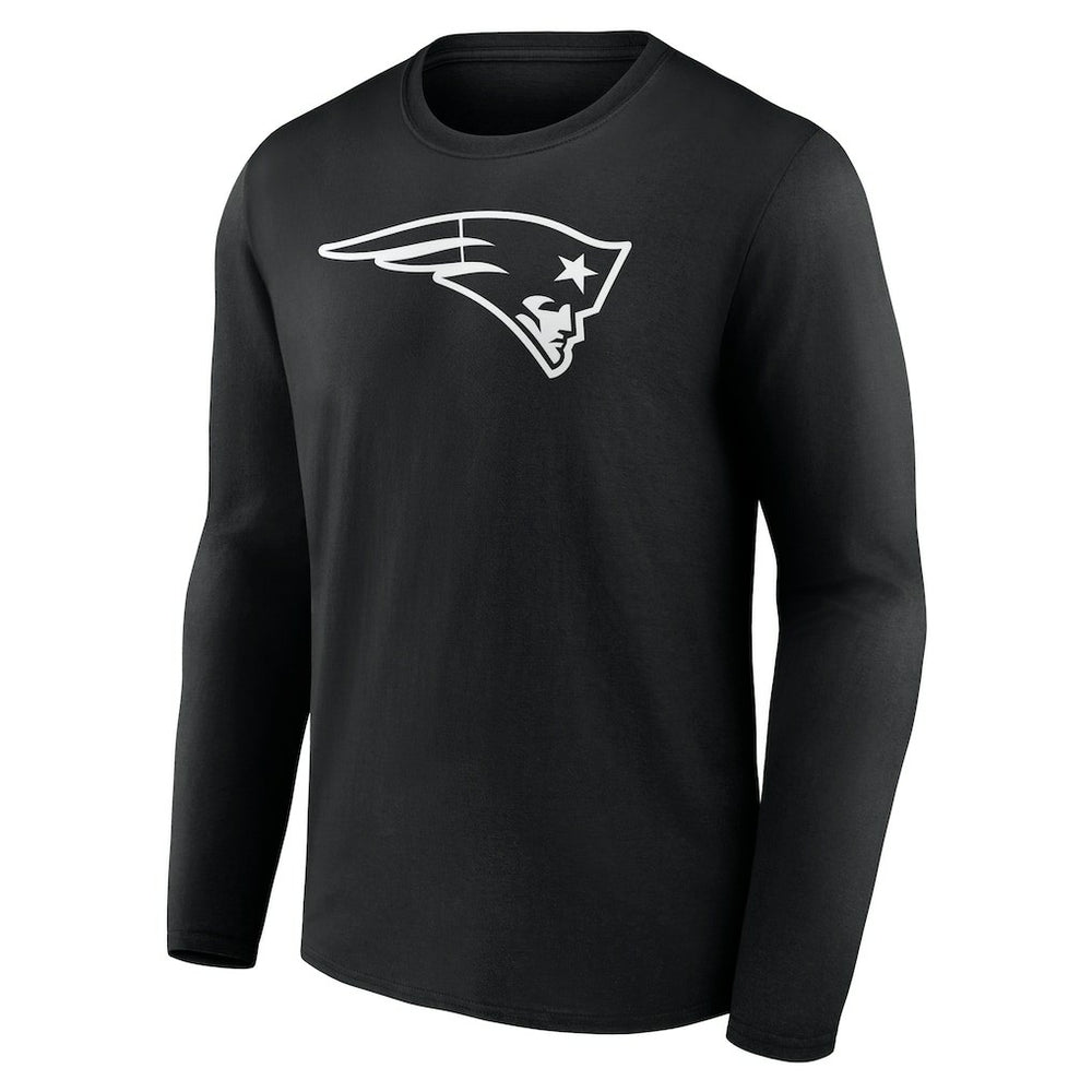 New England Patriots Personalized Name & Number Monochrome Long Sleeve T-Shirt - Black T-shirts
