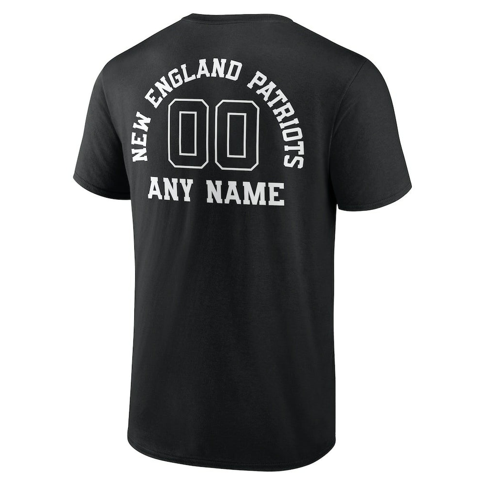 New England Patriots Personalized Name & Number Monochrome T-Shirt - Black T-shirts