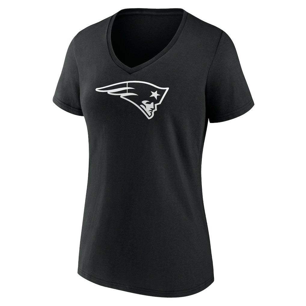 New England Patriots Women's Personalized Name & Number Monochrome V-Neck T-Shirt - Black T-shirts