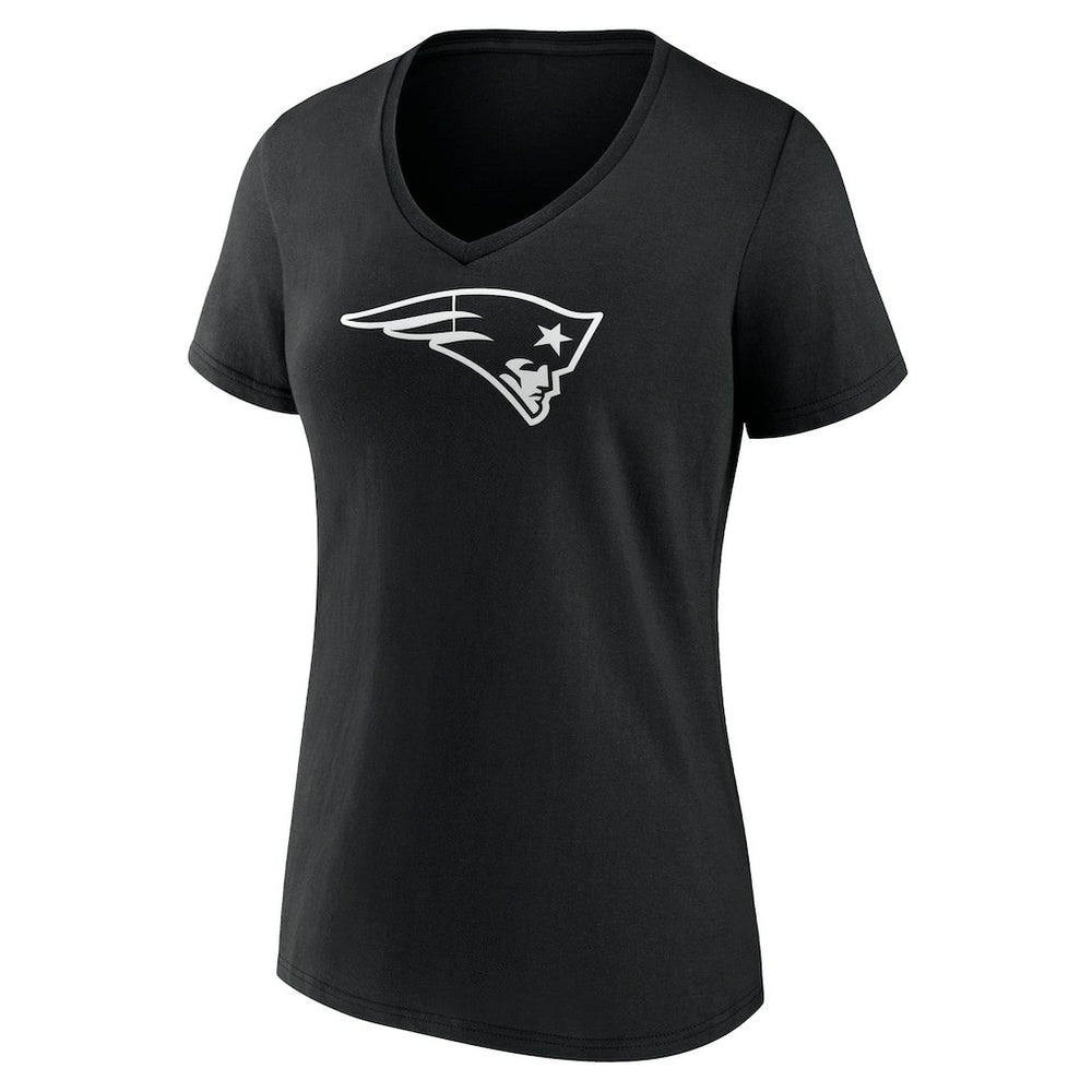 New England Patriots Women's Personalized Name & Number Monochrome V-Neck T-Shirt - Black T-shirts