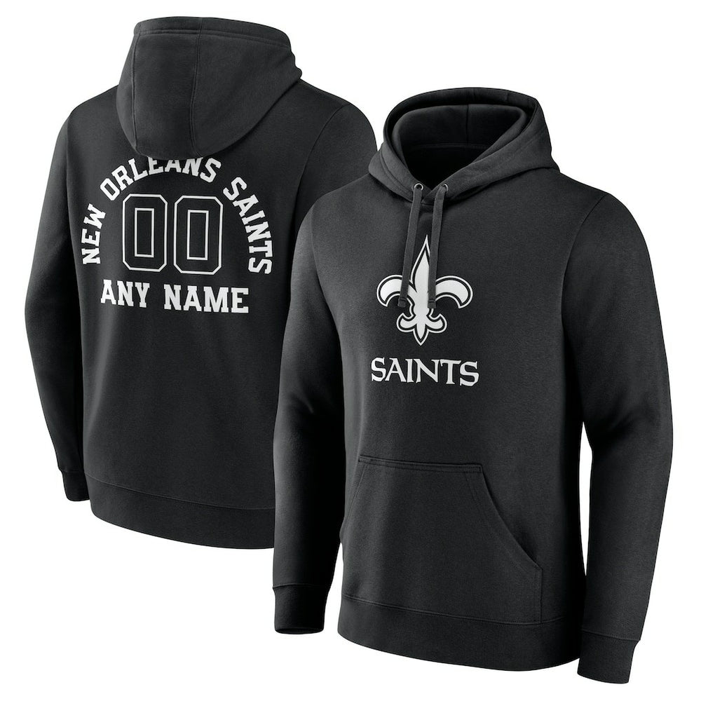 New Orleans Saints Personalized Name & Number Pullover Hoodie - Black Hoodies
