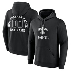 New Orleans Saints Personalized Name & Number Pullover Hoodie - Black Hoodies