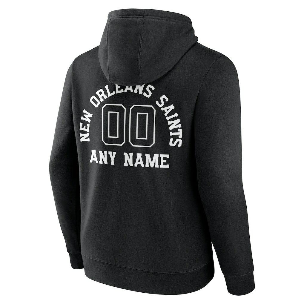New Orleans Saints Personalized Name & Number Pullover Hoodie - Black Hoodies