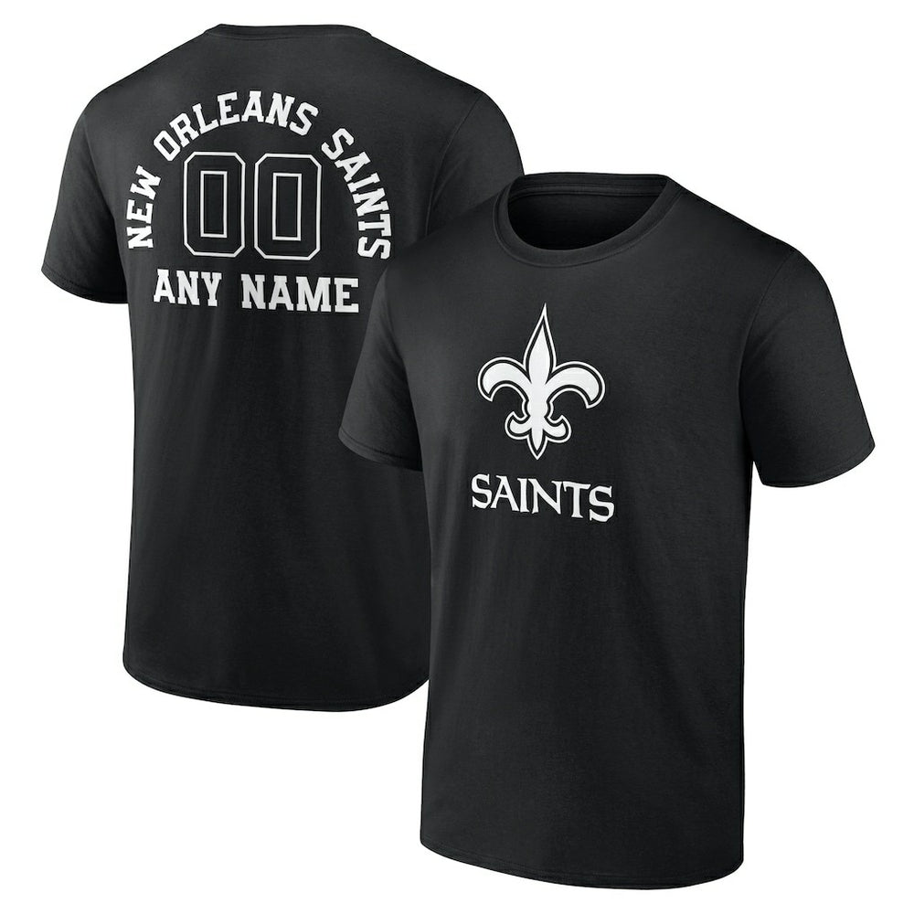 New Orleans Saints Personalized Name & Number Monochrome T-Shirt - Black T-shirts