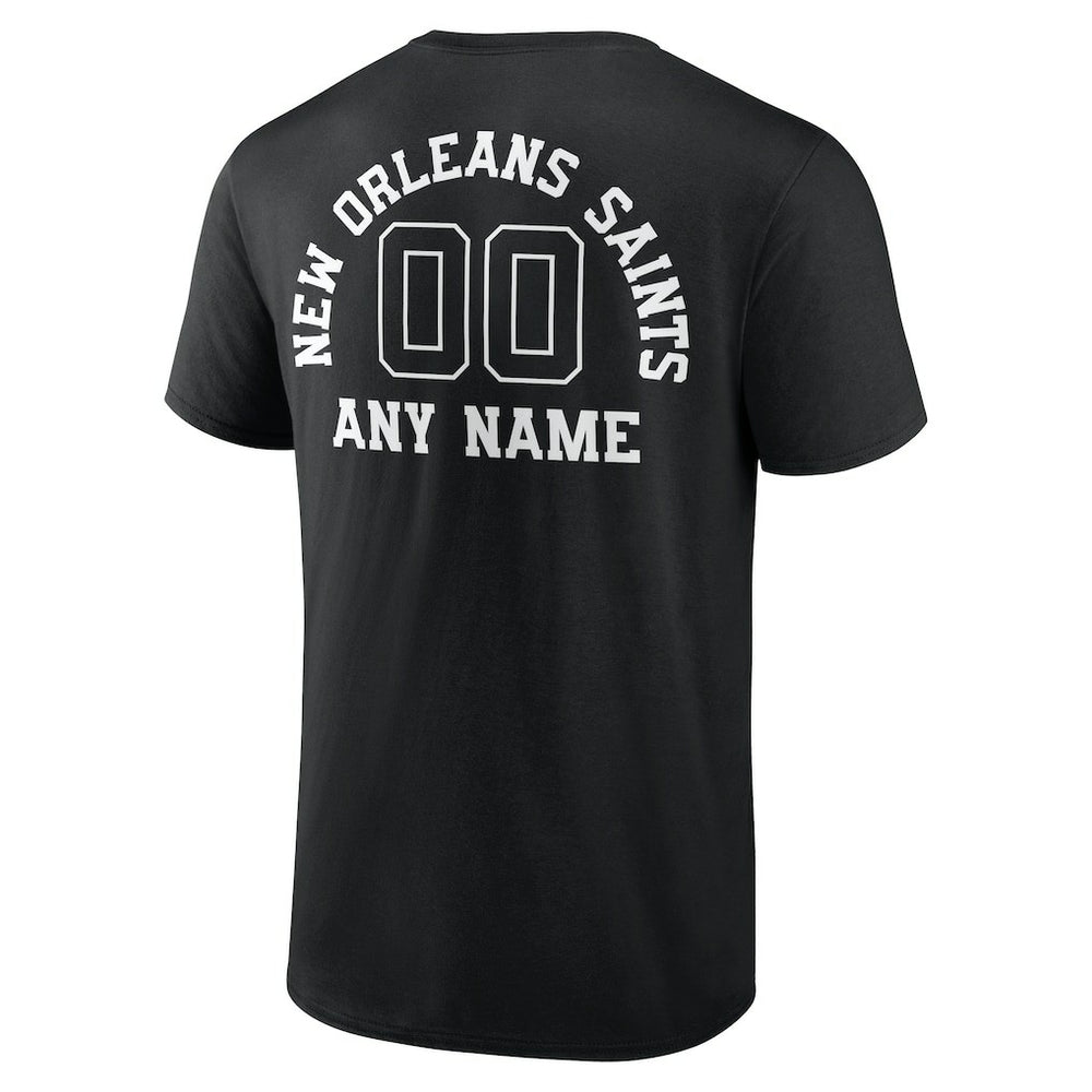 New Orleans Saints Personalized Name & Number Monochrome T-Shirt - Black T-shirts