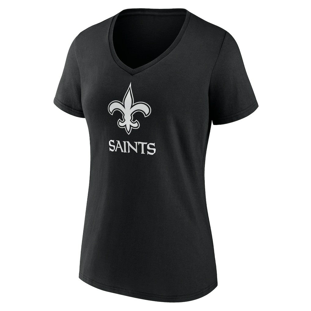 New Orleans Saints Women's Personalized Name & Number Monochrome V-Neck T-Shirt - Black T-shirts