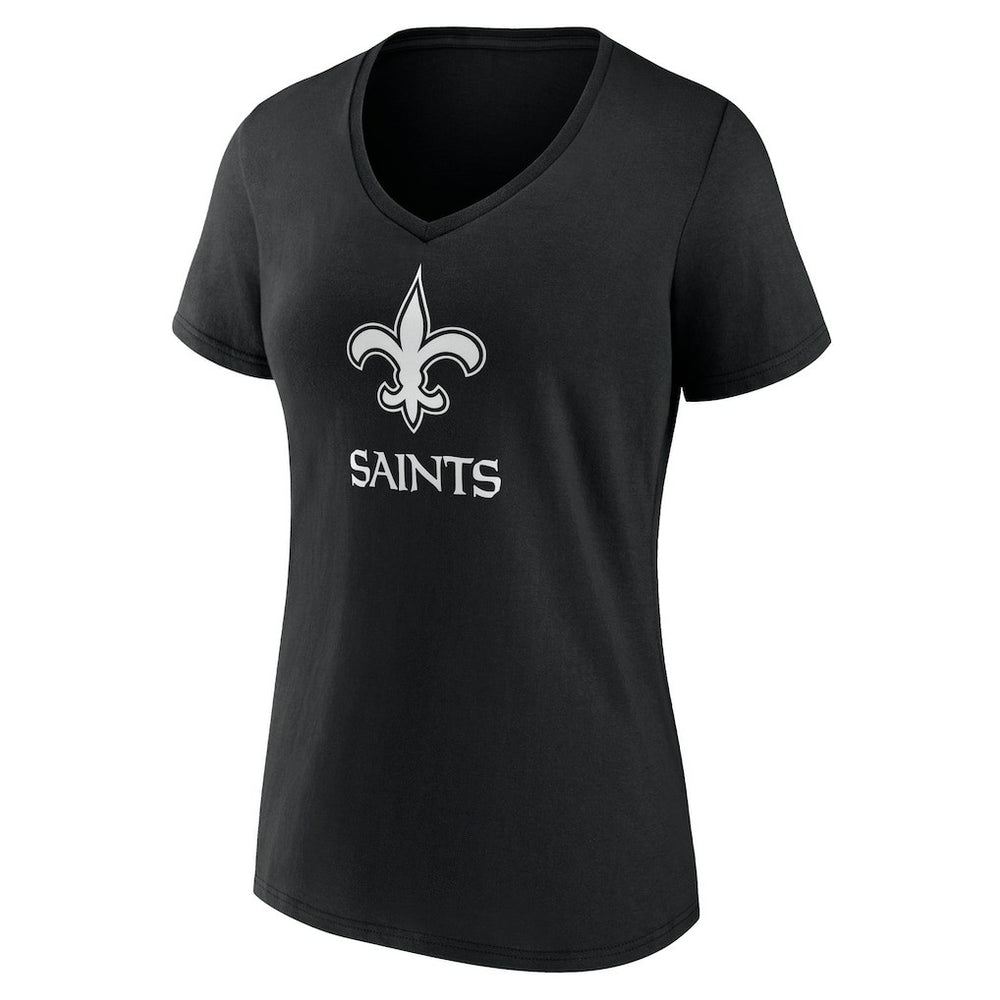 New Orleans Saints Women's Personalized Name & Number Monochrome V-Neck T-Shirt - Black T-shirts