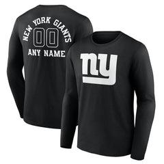 New York Giants Personalized Name & Number Monochrome Long Sleeve T-Shirt - Black T-shirts