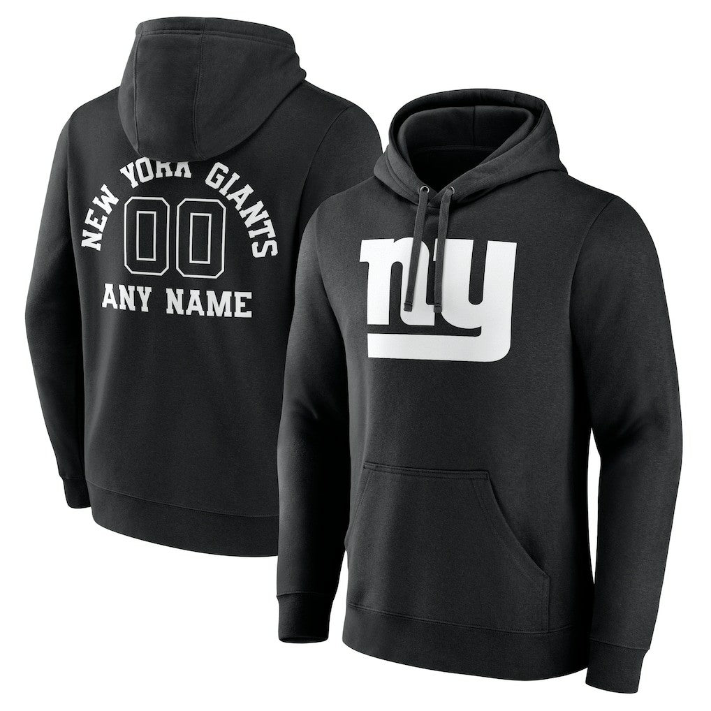 New York Giants Personalized Name & Number Pullover Hoodie - Black Hoodies