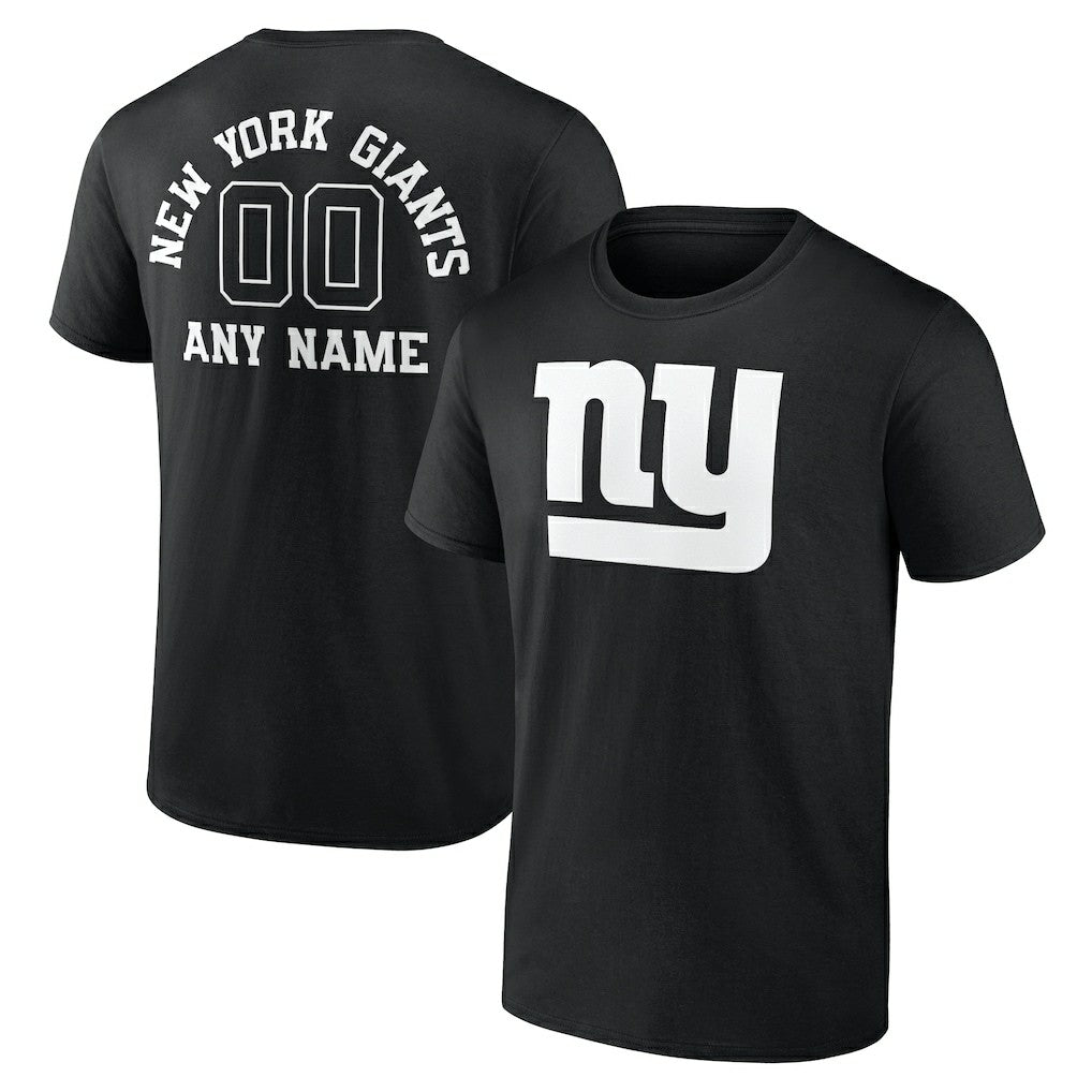 New York Giants Personalized Name & Number Monochrome T-Shirt - Black T-shirts