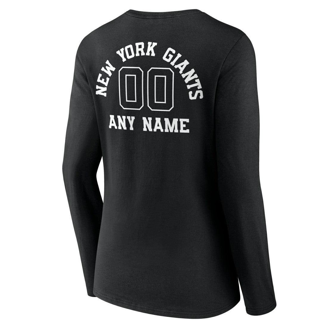 New York Giants Women's Personalized Name & Number Monochrome Long Sleeve V-Neck T-Shirt - Black T-shirts