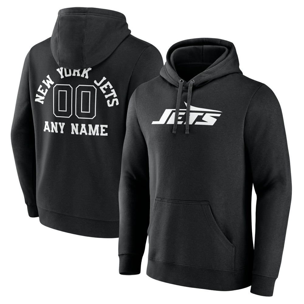 New York Jets Personalized Name & Number Pullover Hoodie - Black Hoodies