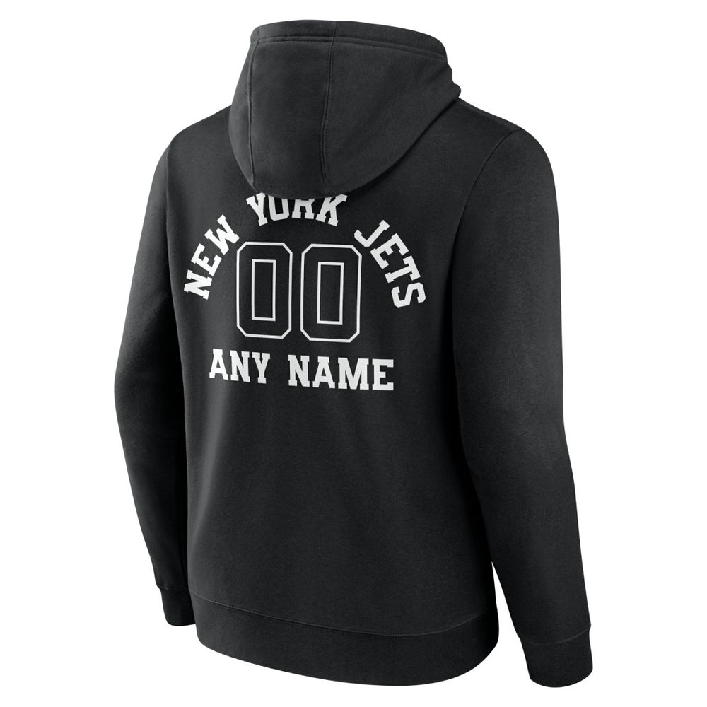 New York Jets Personalized Name & Number Pullover Hoodie - Black Hoodies
