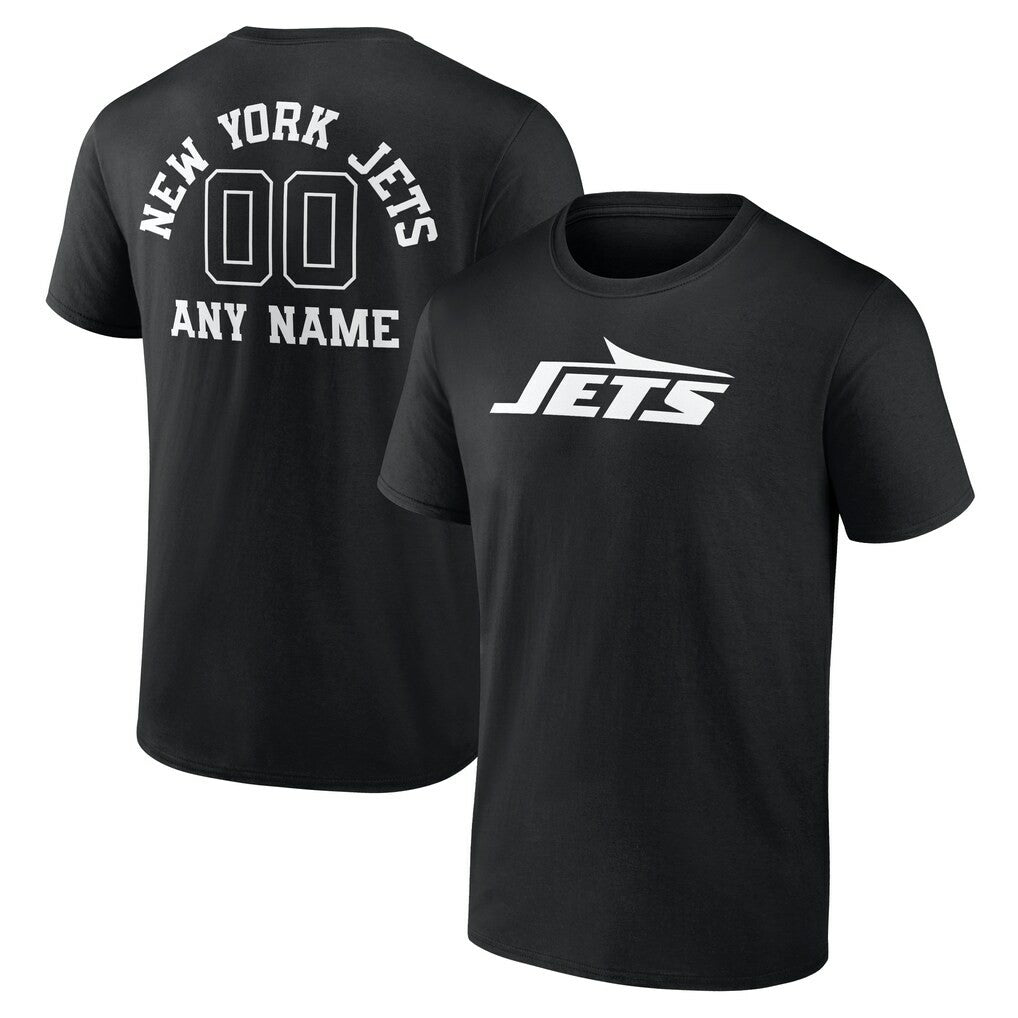 New York Jets Personalized Name & Number Monochrome T-Shirt - Black T-shirts