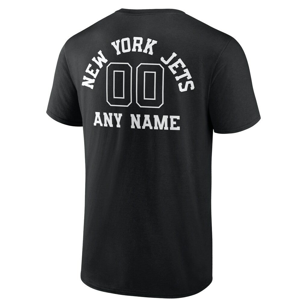 New York Jets Personalized Name & Number Monochrome T-Shirt - Black T-shirts