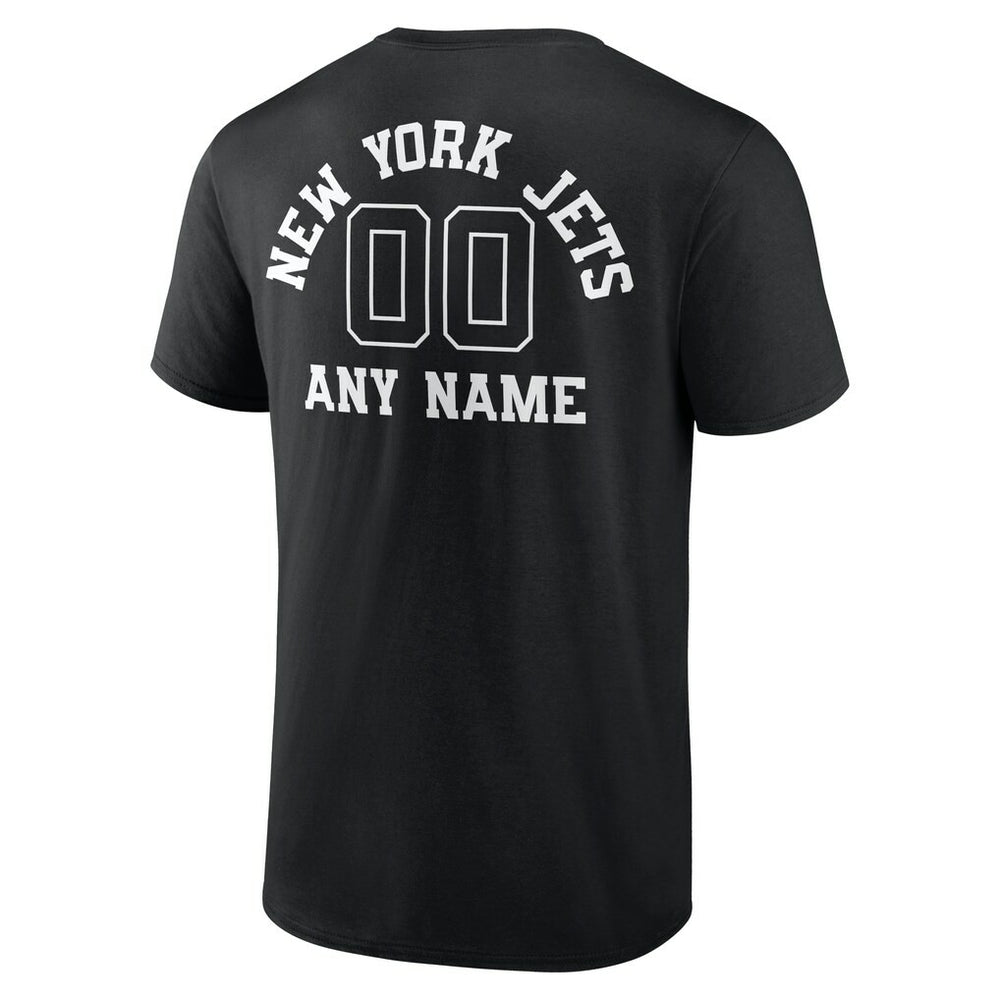 New York Jets Personalized Name & Number Monochrome T-Shirt - Black T-shirts