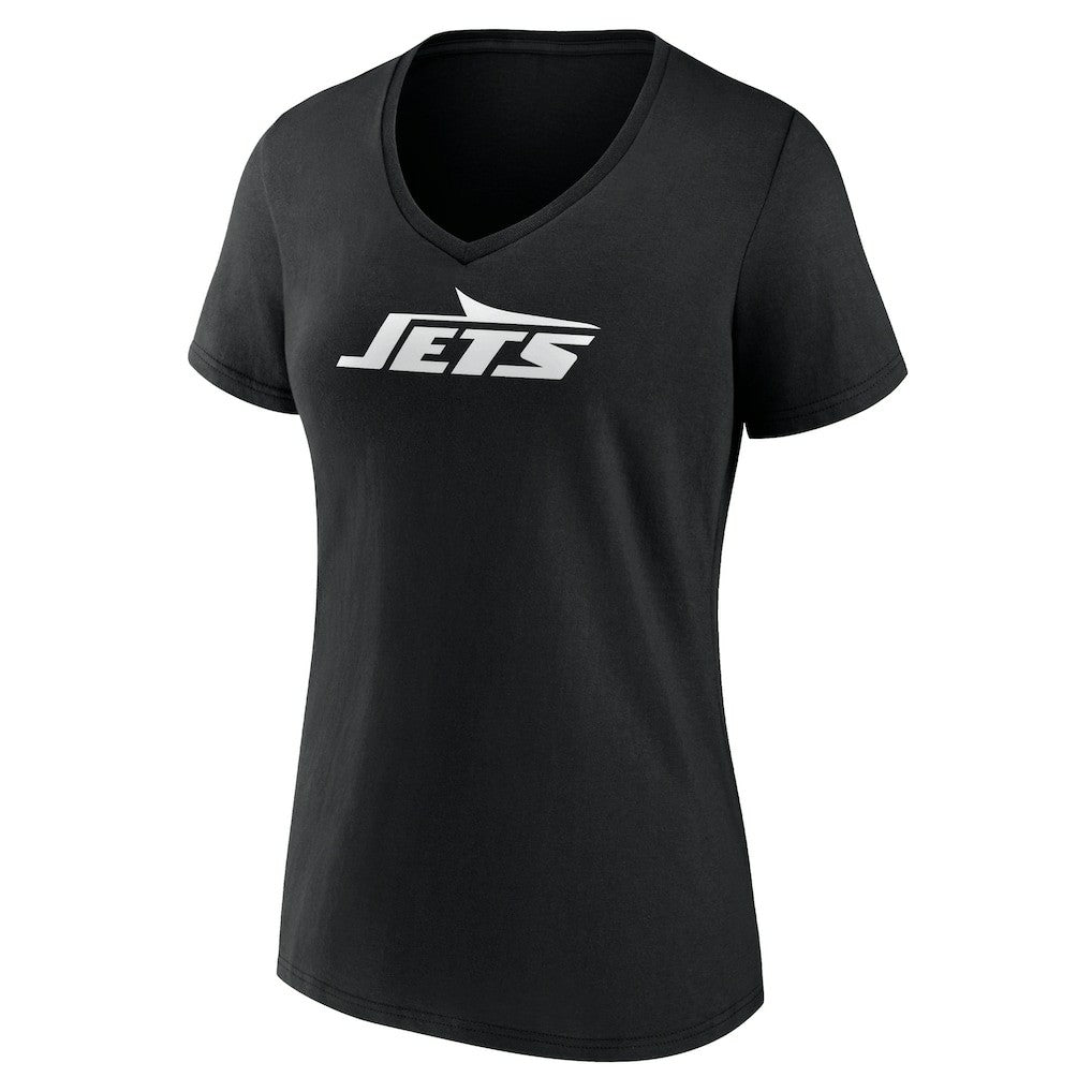 New York Jets Women's Personalized Name & Number Monochrome V-Neck T-Shirt - Black T-shirts