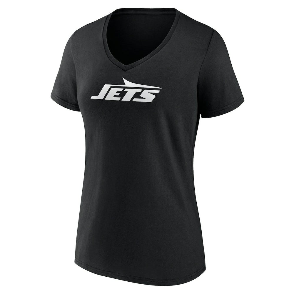 New York Jets Women's Personalized Name & Number Monochrome V-Neck T-Shirt - Black T-shirts