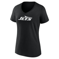 New York Jets Women's Personalized Name & Number Monochrome V-Neck T-Shirt - Black T-shirts
