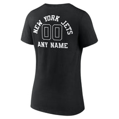 New York Jets Women's Personalized Name & Number Monochrome V-Neck T-Shirt - Black T-shirts