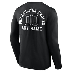 Philadelphia Eagles Personalized Name & Number Monochrome Long Sleeve T-Shirt - Black T-shirts