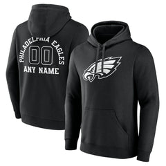 Philadelphia Eagles Personalized Name & Number Pullover Hoodie - Black Hoodies