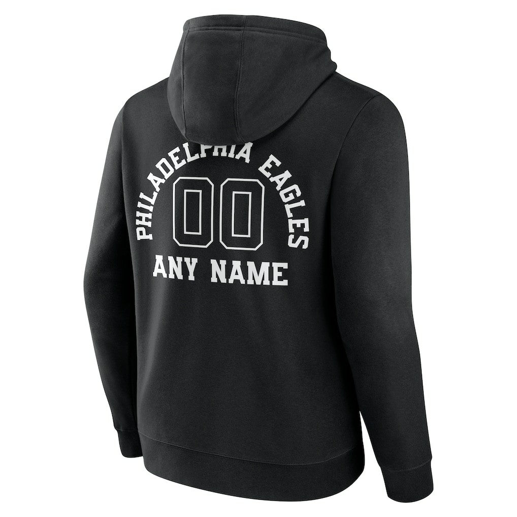 Philadelphia Eagles Personalized Name & Number Pullover Hoodie - Black Hoodies