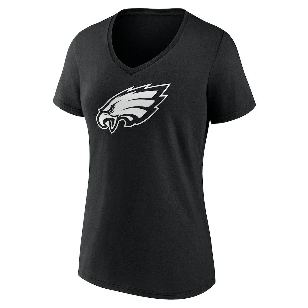 Philadelphia Eagles Women's Personalized Name & Number Monochrome V-Neck T-Shirt - Black T-shirts