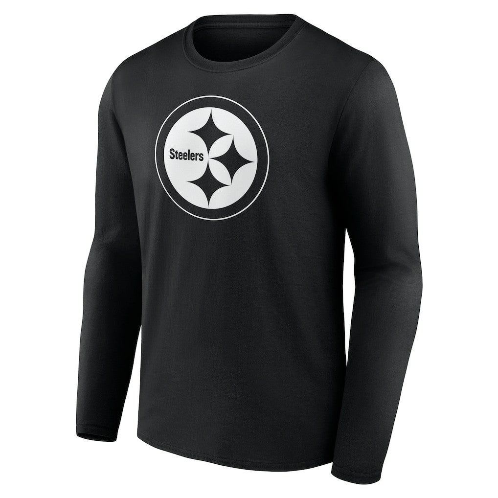 Pittsburgh Steelers Personalized Name & Number Monochrome Long Sleeve T-Shirt - Black T-shirts