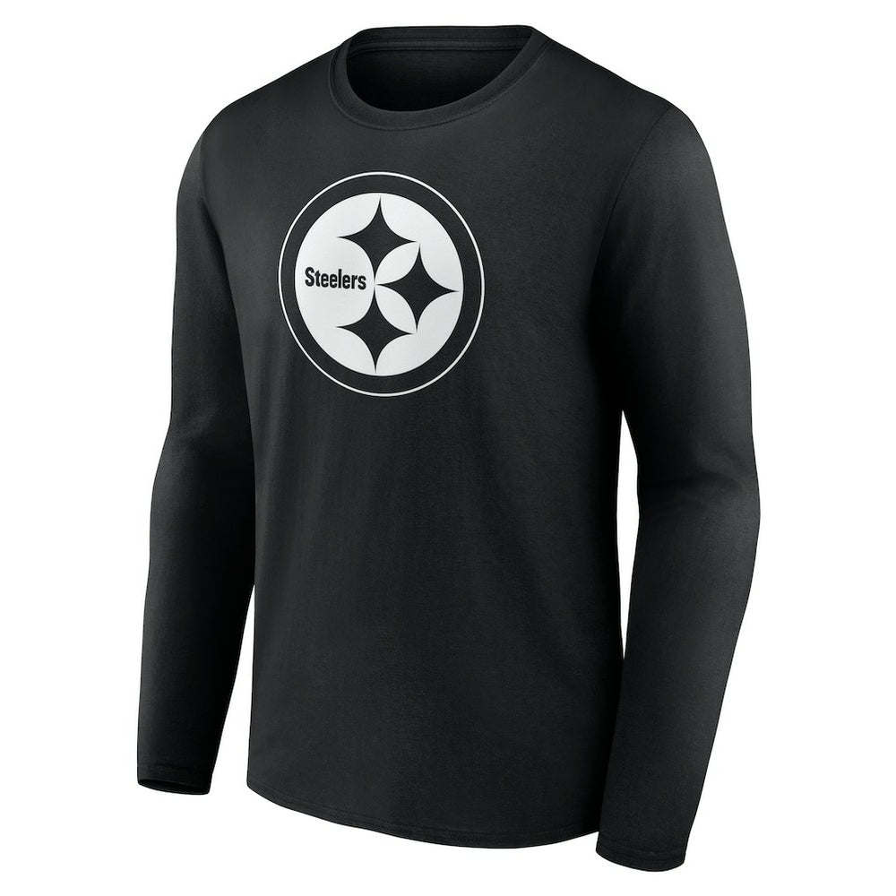 Pittsburgh Steelers Personalized Name & Number Monochrome Long Sleeve T-Shirt - Black T-shirts