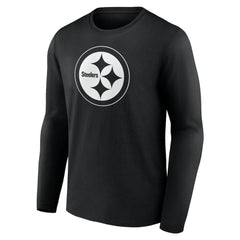 Pittsburgh Steelers Personalized Name & Number Monochrome Long Sleeve T-Shirt - Black T-shirts