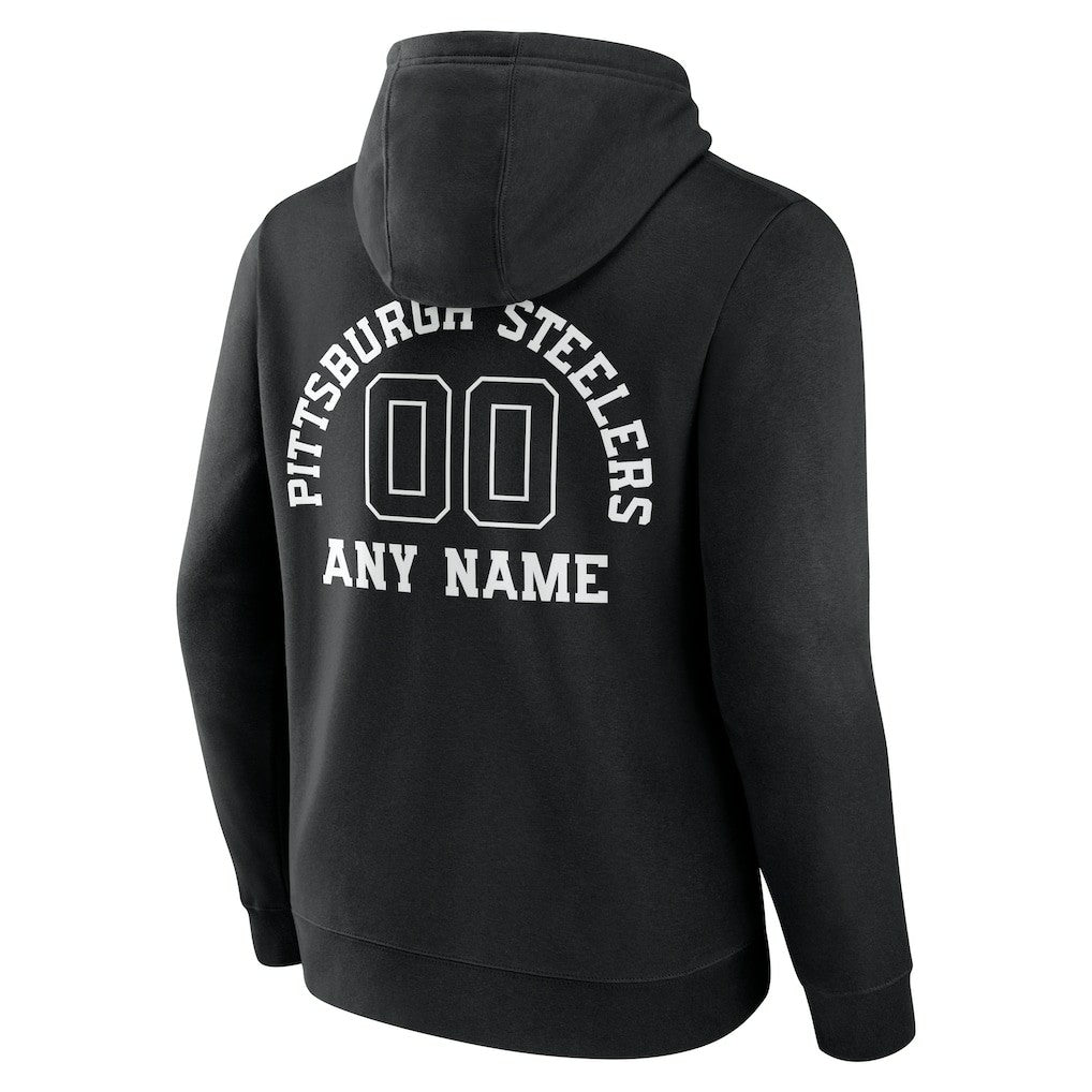 Pittsburgh Steelers Personalized Name & Number Pullover Hoodie - Black Hoodies