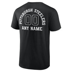 Pittsburgh Steelers Personalized Name & Number Monochrome T-Shirt - Black T-shirts