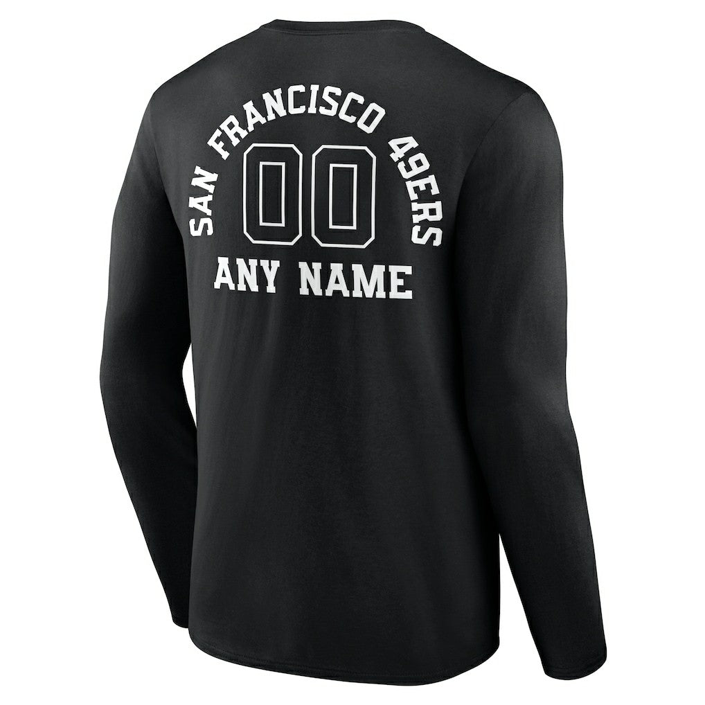 San Francisco 49ers Personalized Name & Number Monochrome Long Sleeve T-Shirt - Black T-shirts