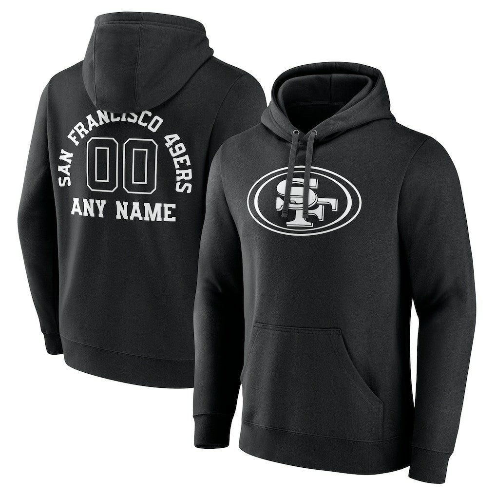 San Francisco 49ers Personalized Name & Number Pullover Hoodie - Black Hoodies