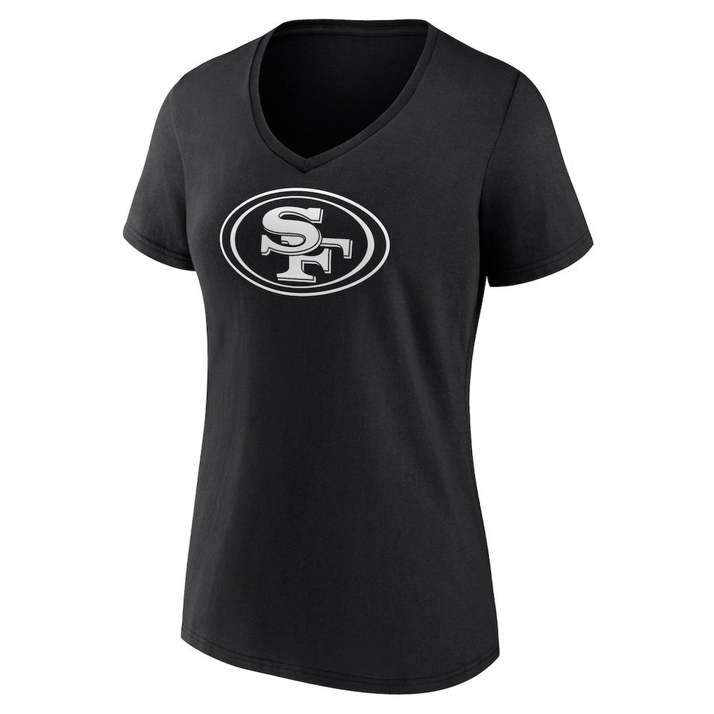 San Francisco 49ers Women's Personalized Name & Number Monochrome V-Neck T-Shirt - Black T-shirts