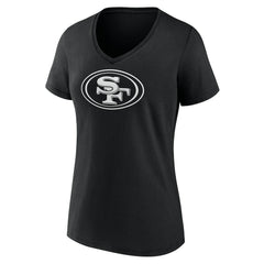 San Francisco 49ers Women's Personalized Name & Number Monochrome V-Neck T-Shirt - Black T-shirts