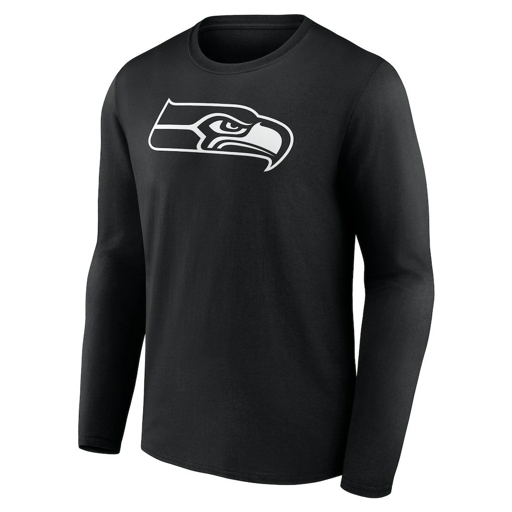 Seattle Seahawks Personalized Name & Number Monochrome Long Sleeve T-Shirt - Black T-shirts