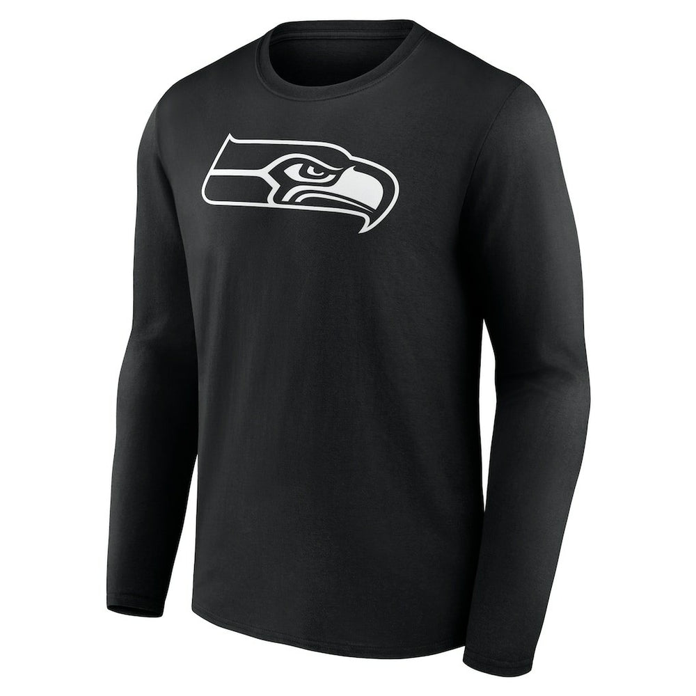Seattle Seahawks Personalized Name & Number Monochrome Long Sleeve T-Shirt - Black T-shirts