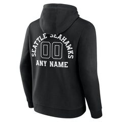 Seattle Seahawks Personalized Name & Number Pullover Hoodie - Black Hoodies