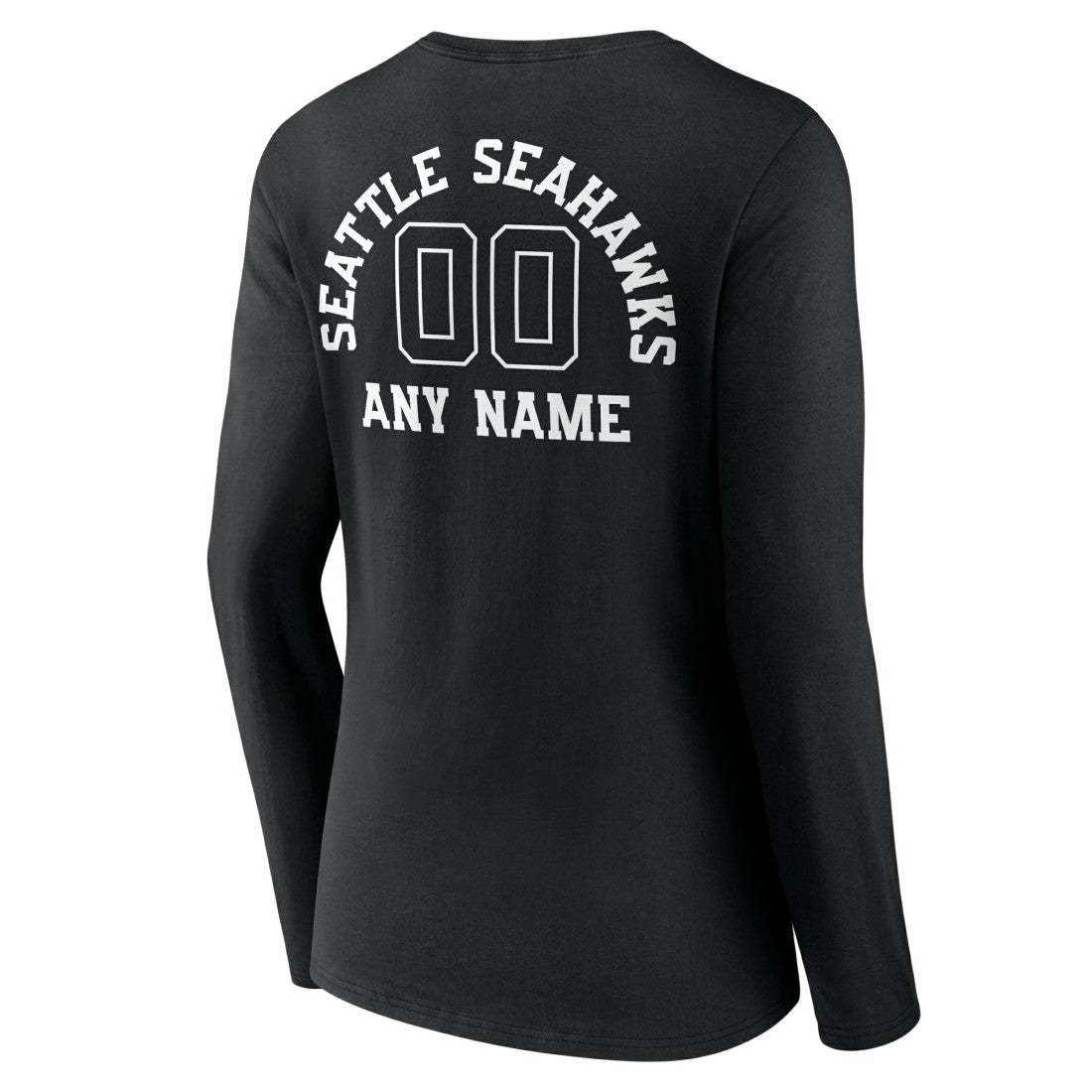 Seattle Seahawks Women's Personalized Name & Number Monochrome Long Sleeve V-Neck T-Shirt - Black T-shirts
