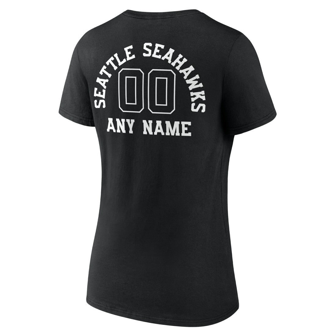 Seattle Seahawks Women's Personalized Name & Number Monochrome V-Neck T-Shirt - Black T-shirts