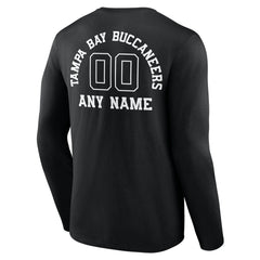 Tampa Bay Buccaneers Personalized Name & Number Monochrome Long Sleeve T-Shirt - Black T-shirts