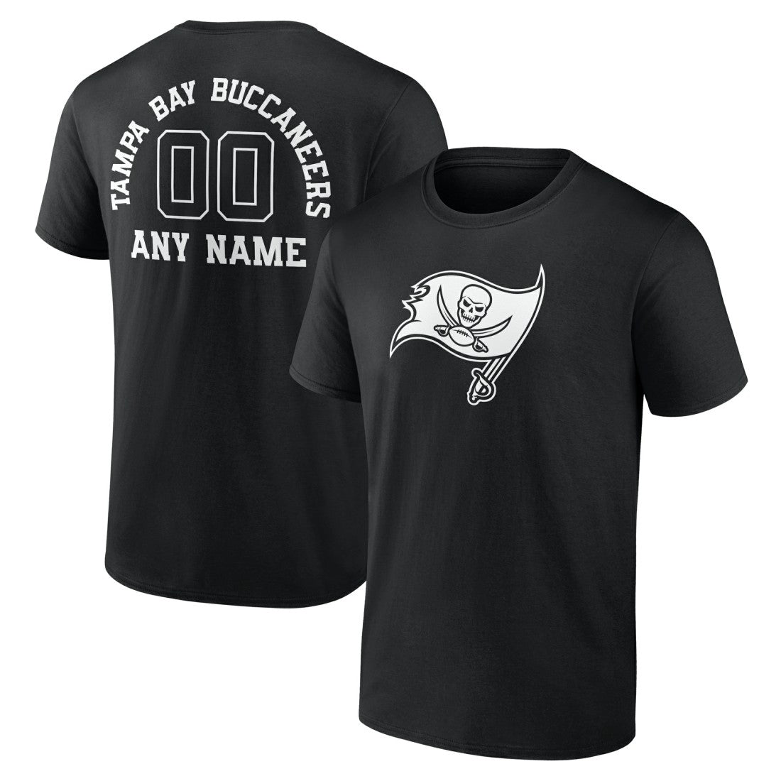 Tampa Bay Buccaneers Personalized Name & Number Monochrome T-Shirt - Black T-shirts