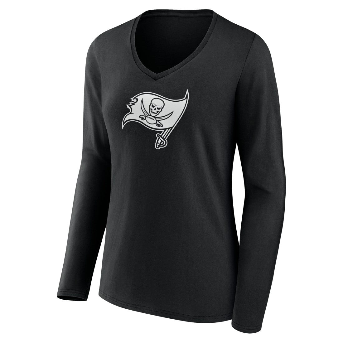 Tampa Bay Buccaneers Women's Personalized Name & Number Monochrome Long Sleeve V-Neck T-Shirt - Black T-shirts
